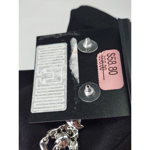 BIJOUX GIVENCHY Silver Tone Cut Out Flower Drop Dangle Pierced Earrings - Picture 4 of 4